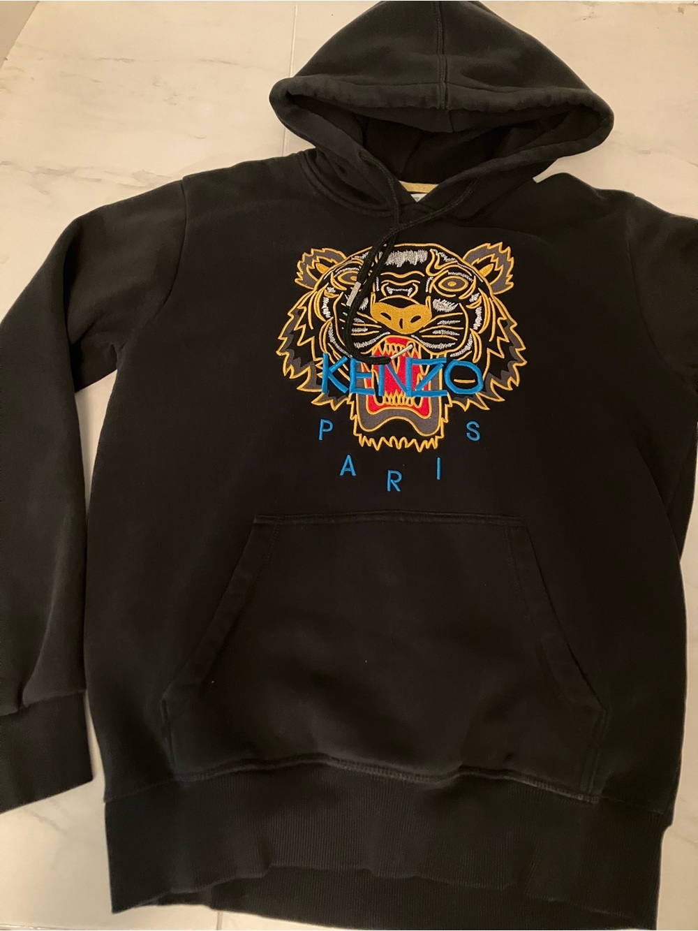 Kenzo Paris Black Hoodie with Multicolor Tiger Embroidery